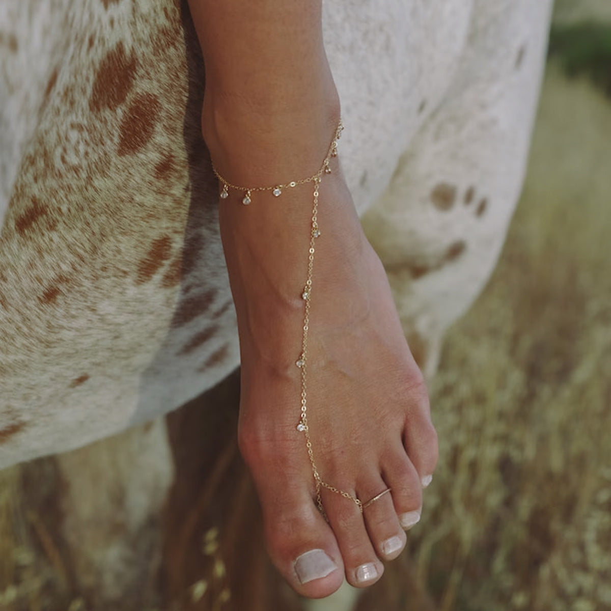 Stainless Steel Multi-zircon Toe Chain Ankle