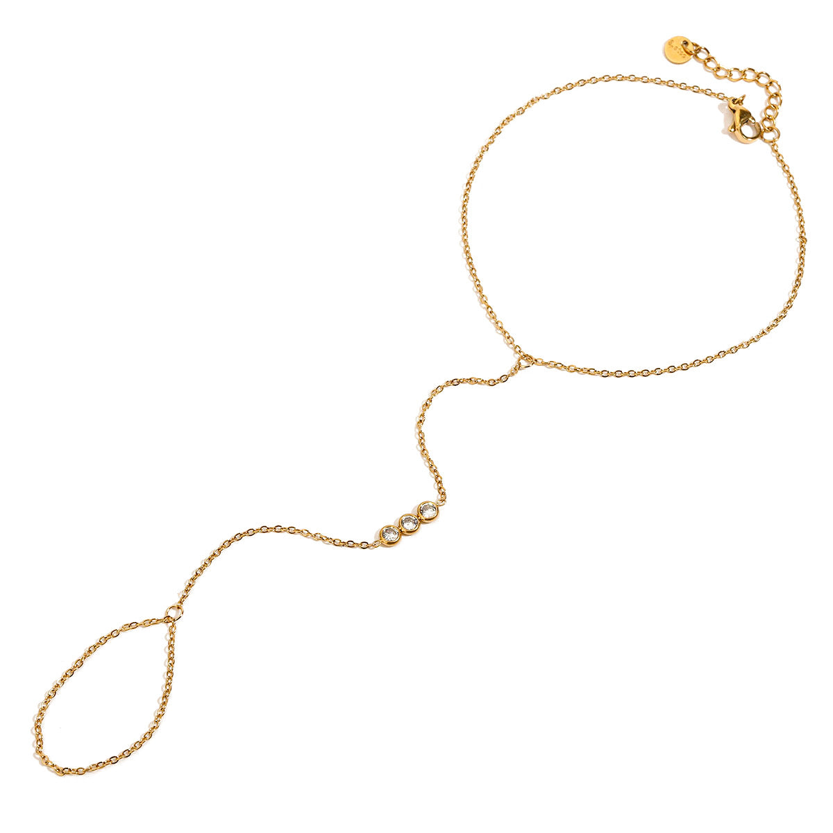 Stainless Steel Three-stone CZ Toe Chain Ankle