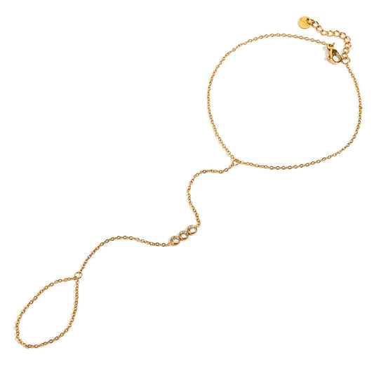 Stainless Steel Three-stone CZ Toe Chain Ankle