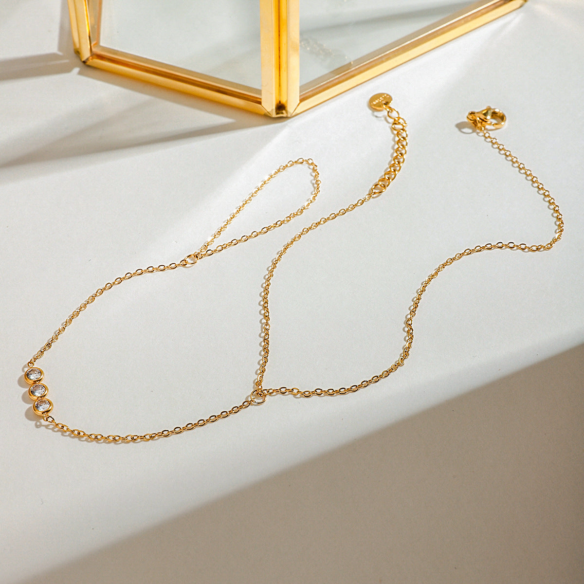 Stainless Steel Three-stone CZ Toe Chain Ankle