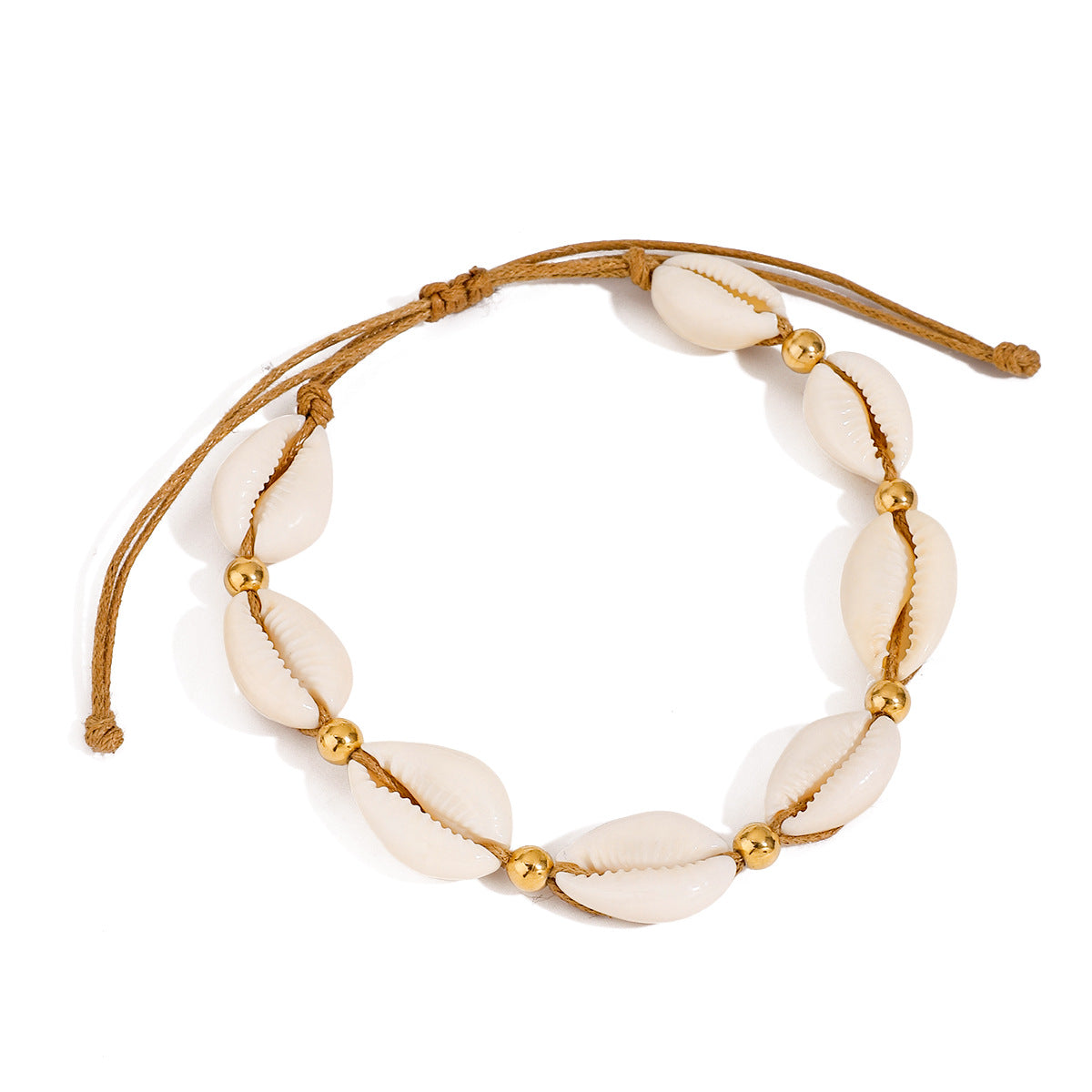 Stainless Steel Teeth Shell Steel Ball Adjustable Anklet