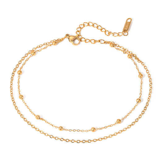 Stainless Steel Double-layer Ball Chain Anklet