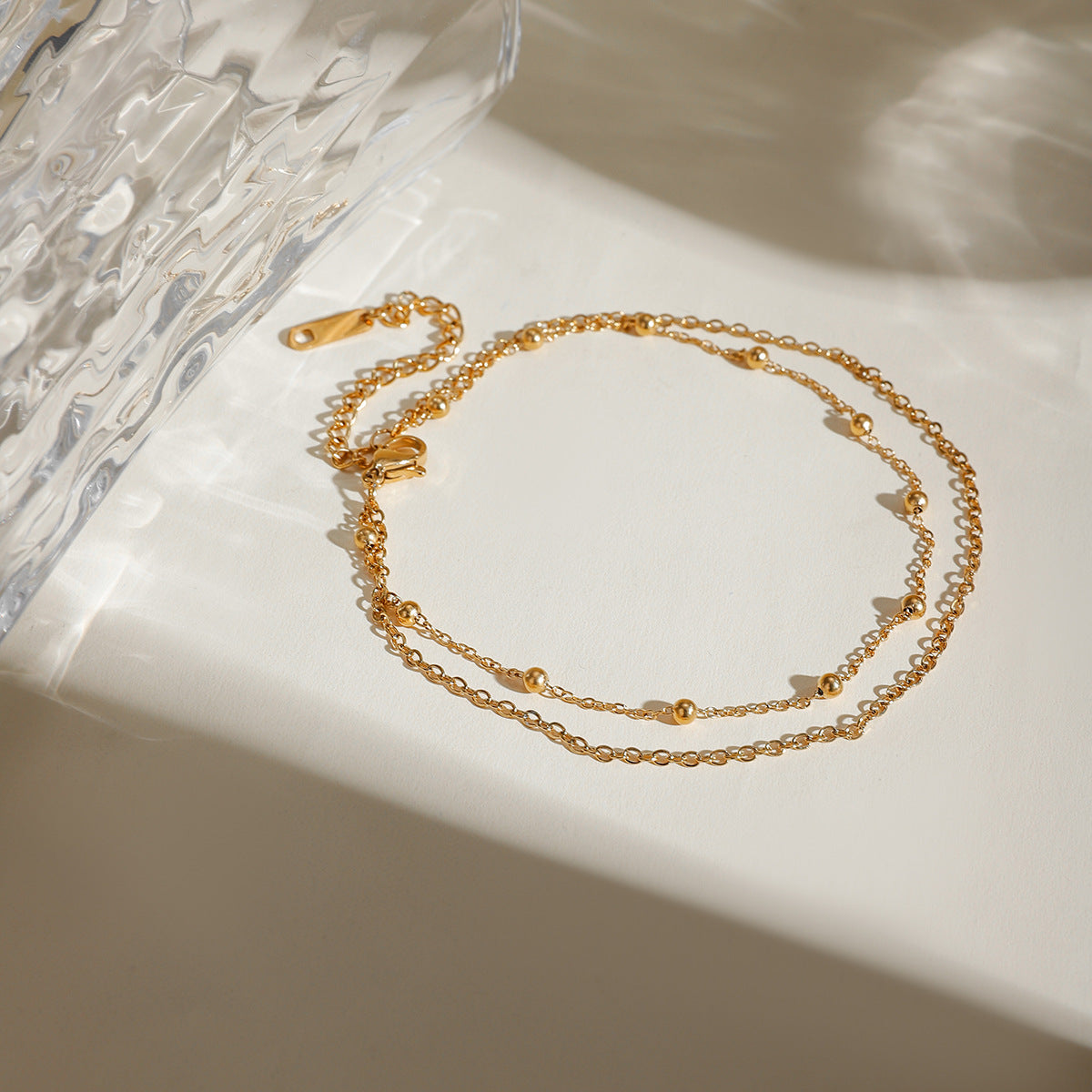 Stainless Steel Double-layer Ball Chain Anklet