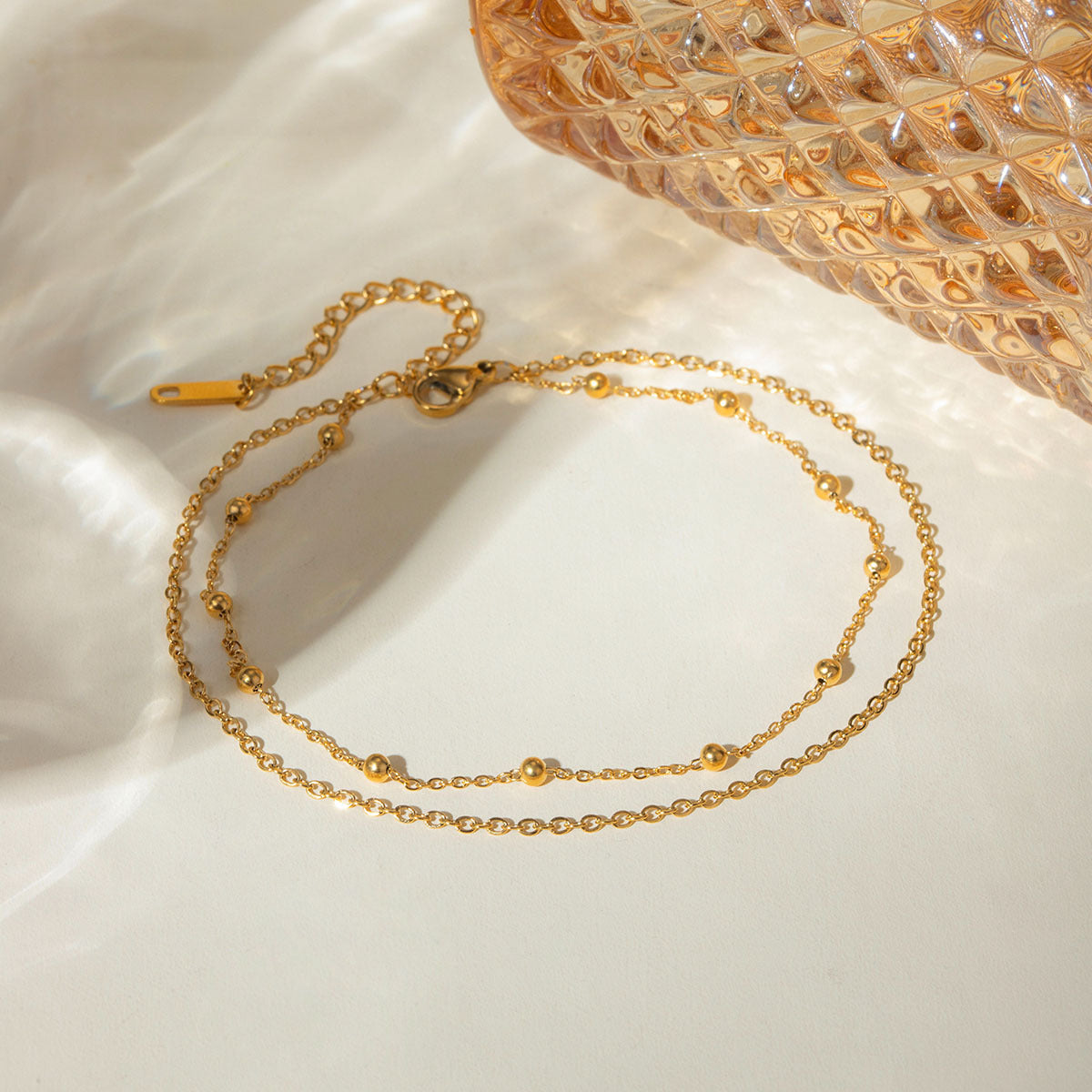 Stainless Steel Double-layer Ball Chain Anklet