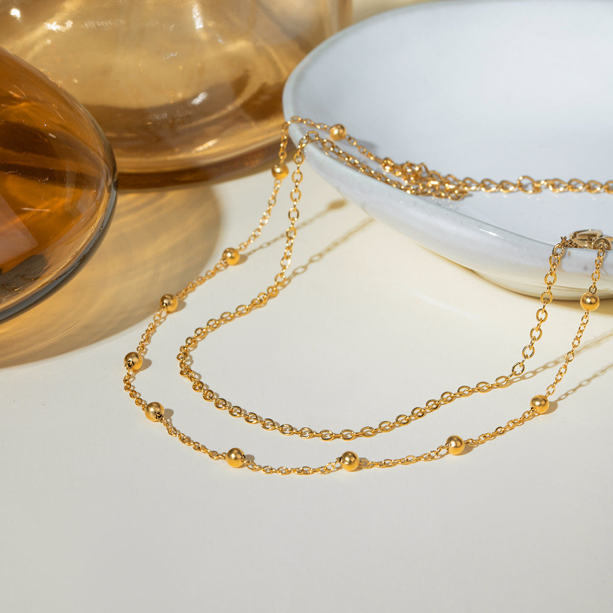Stainless Steel Double-layer Ball Chain Anklet