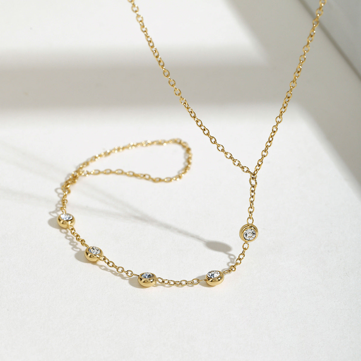18K Gold PVD Stainless Steel CZ Finger Hand Chain Bracelet