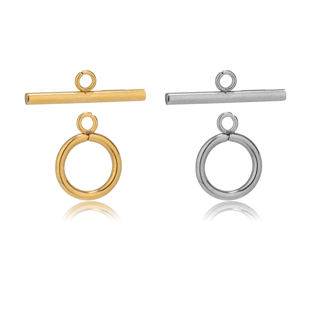 18K Gold PVD Stainless Steel Small Circle Toggle Clasp - 5 Pack