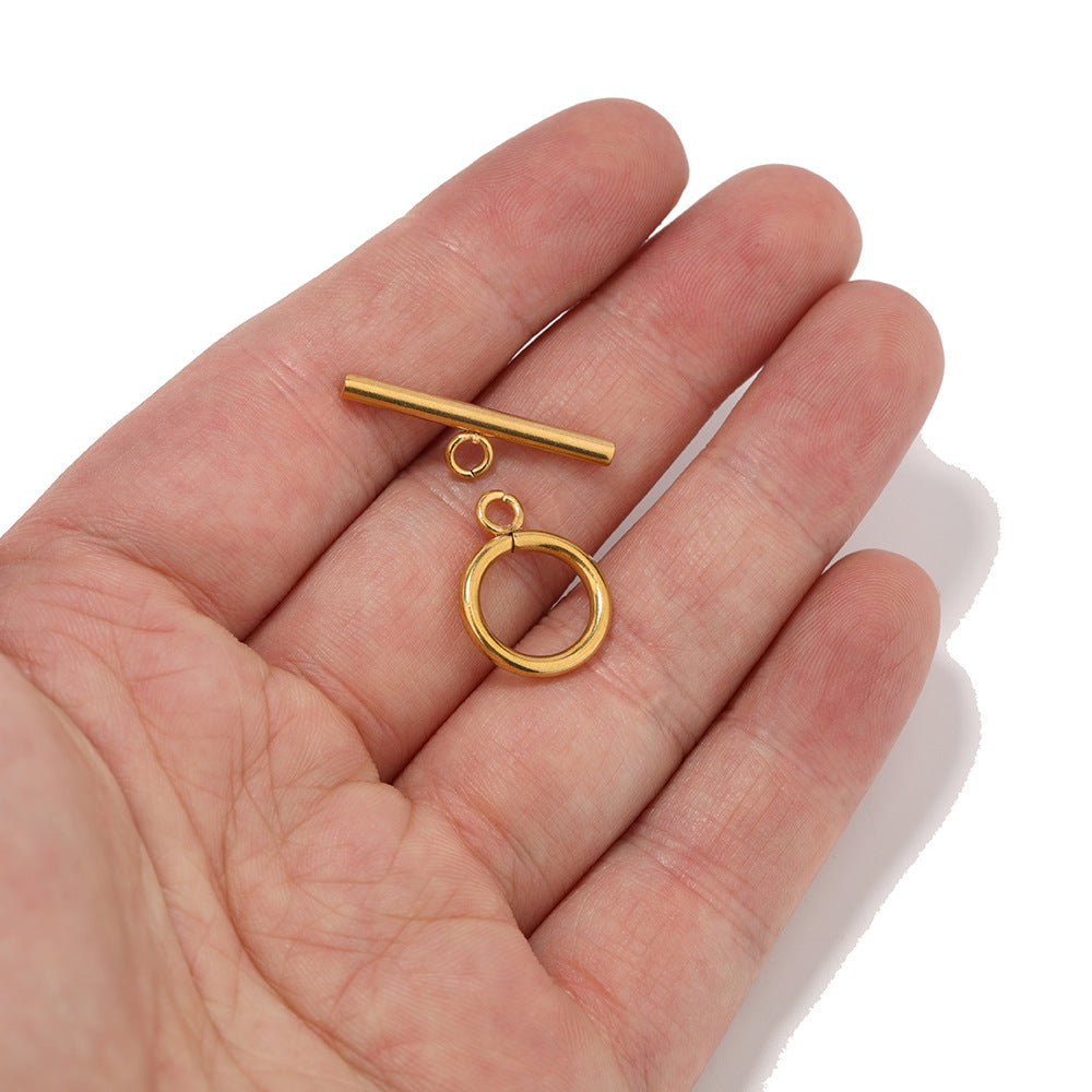 18K Gold PVD Stainless Steel Small Circle Toggle Clasp - 5 Pack