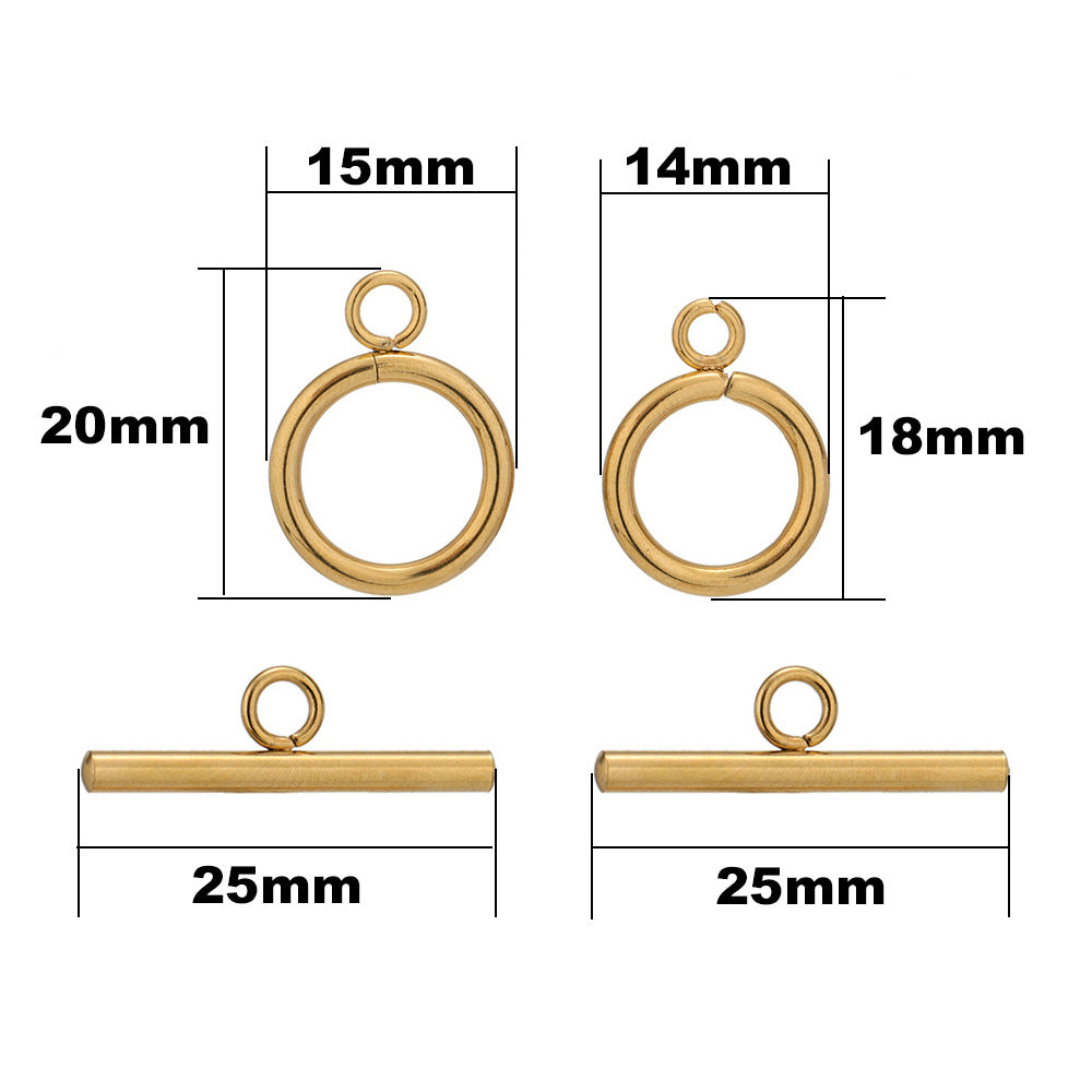 18K Gold PVD Stainless Steel Small Circle Toggle Clasp - 5 Pack