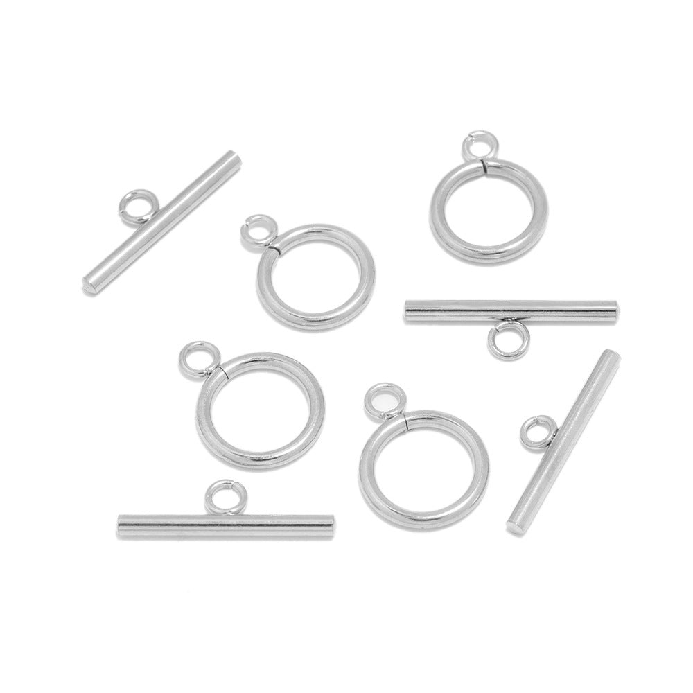 18K Gold PVD Stainless Steel Small Circle Toggle Clasp - 5 Pack