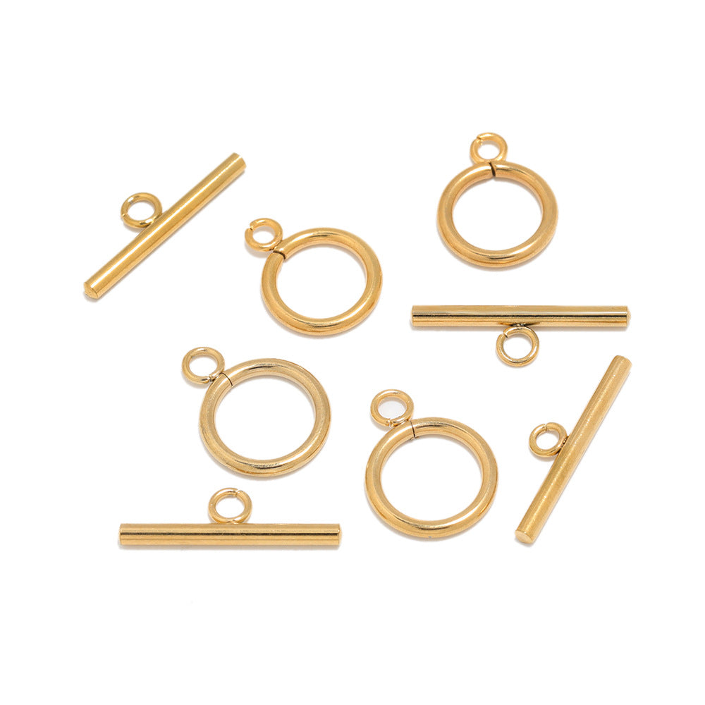 18K Gold PVD Stainless Steel Small Circle Toggle Clasp - 5 Pack