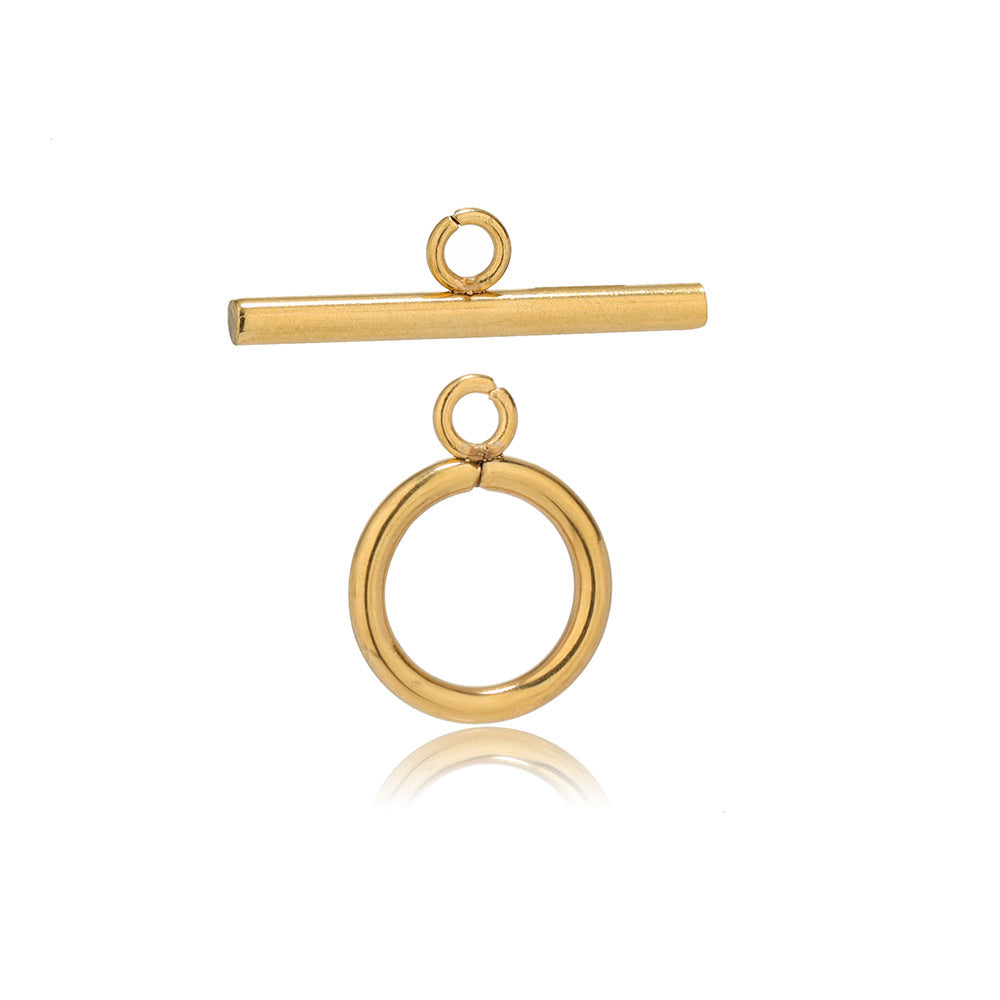 18K Gold PVD Stainless Steel Small Circle Toggle Clasp - 5 Pack