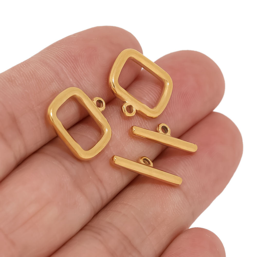 Stainless Steel Square Toggle Clasp - 5 Pack