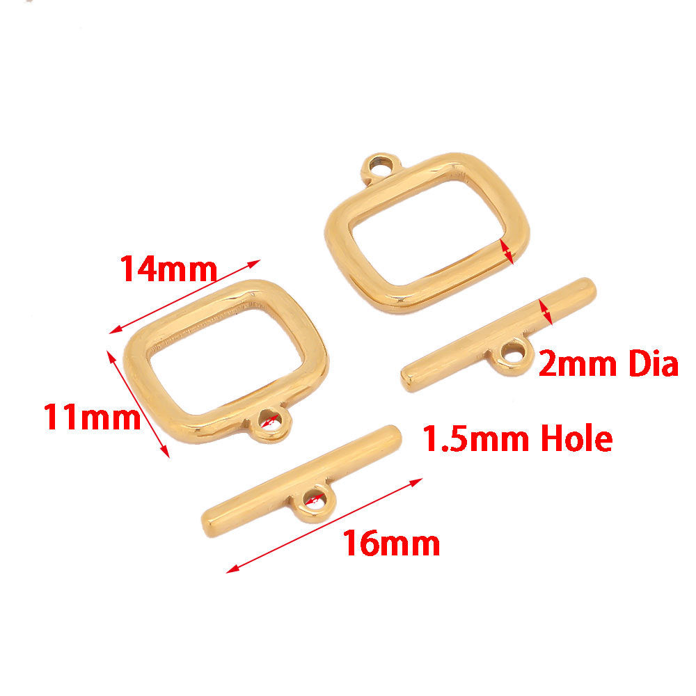 Stainless Steel Square Toggle Clasp - 5 Pack