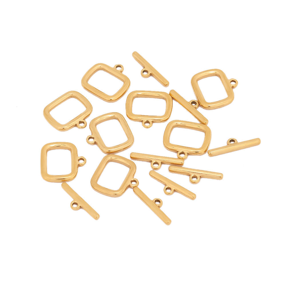 Stainless Steel Square Toggle Clasp - 5 Pack