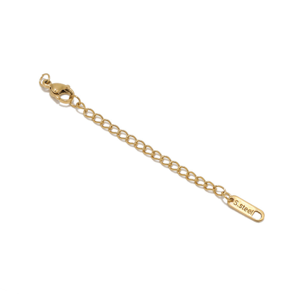 18K Gold PVD Stainless Steel Engraved 5cm Tail Chain Lobster Claw Buckle Set 10-pack