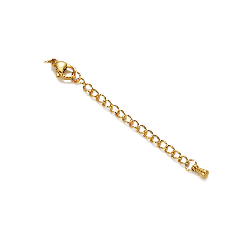 18K Gold PVD Stainless Steel Engraved 5cm Tail Chain Lobster Claw Buckle Set 10-pack