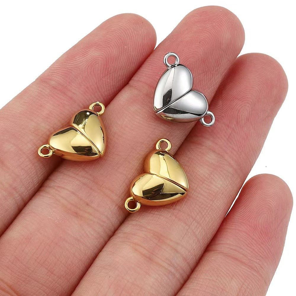 Stainless Steel Heart-shaped Round Magnetic Clasp