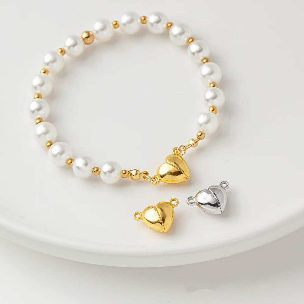 Stainless Steel Heart-shaped Round Magnetic Clasp