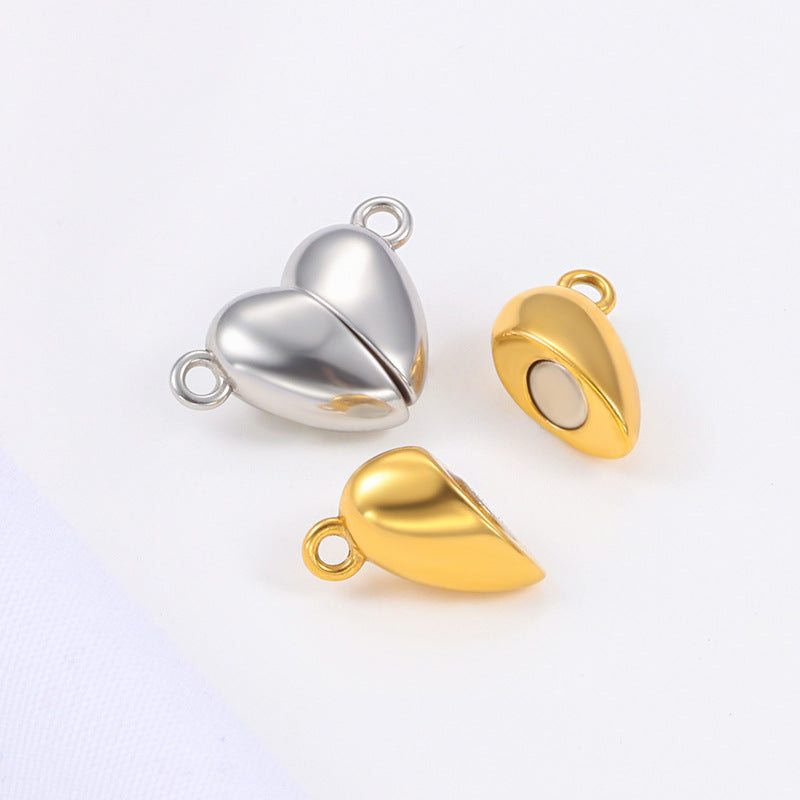 Stainless Steel Heart-shaped Round Magnetic Clasp