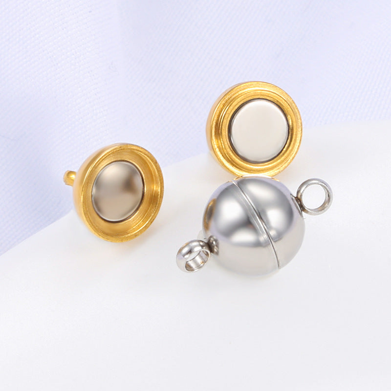 Stainless Steel Heart-shaped Round Magnetic Clasp
