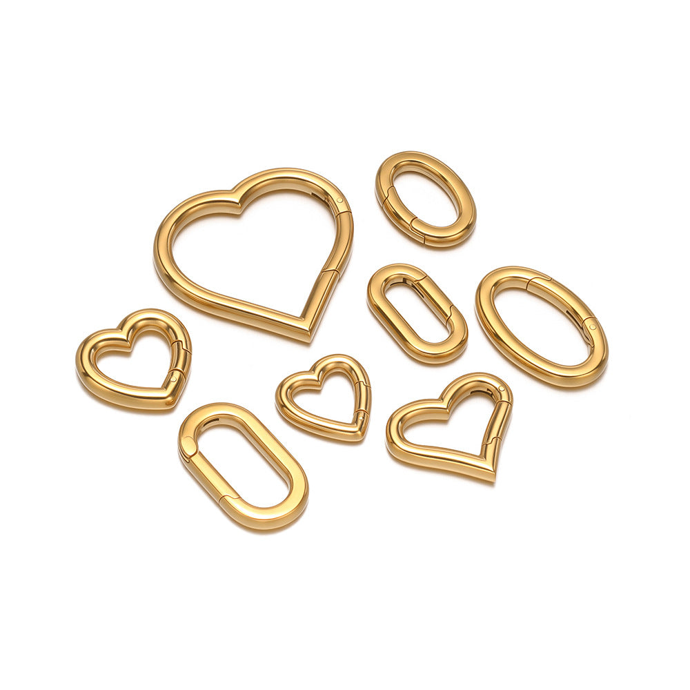 Stainless Steel Heart-shaped Oval Carabiner-2 Pack