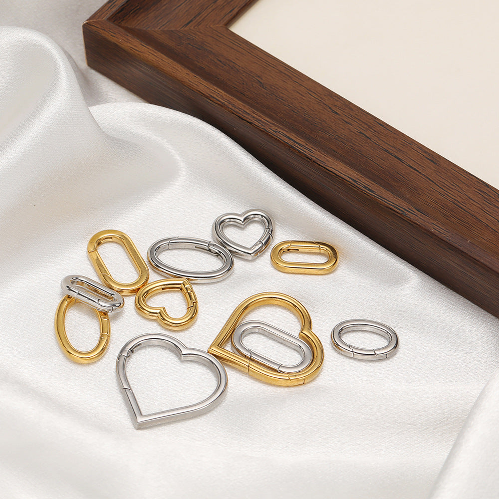 Stainless Steel Heart-shaped Oval Carabiner-2 Pack