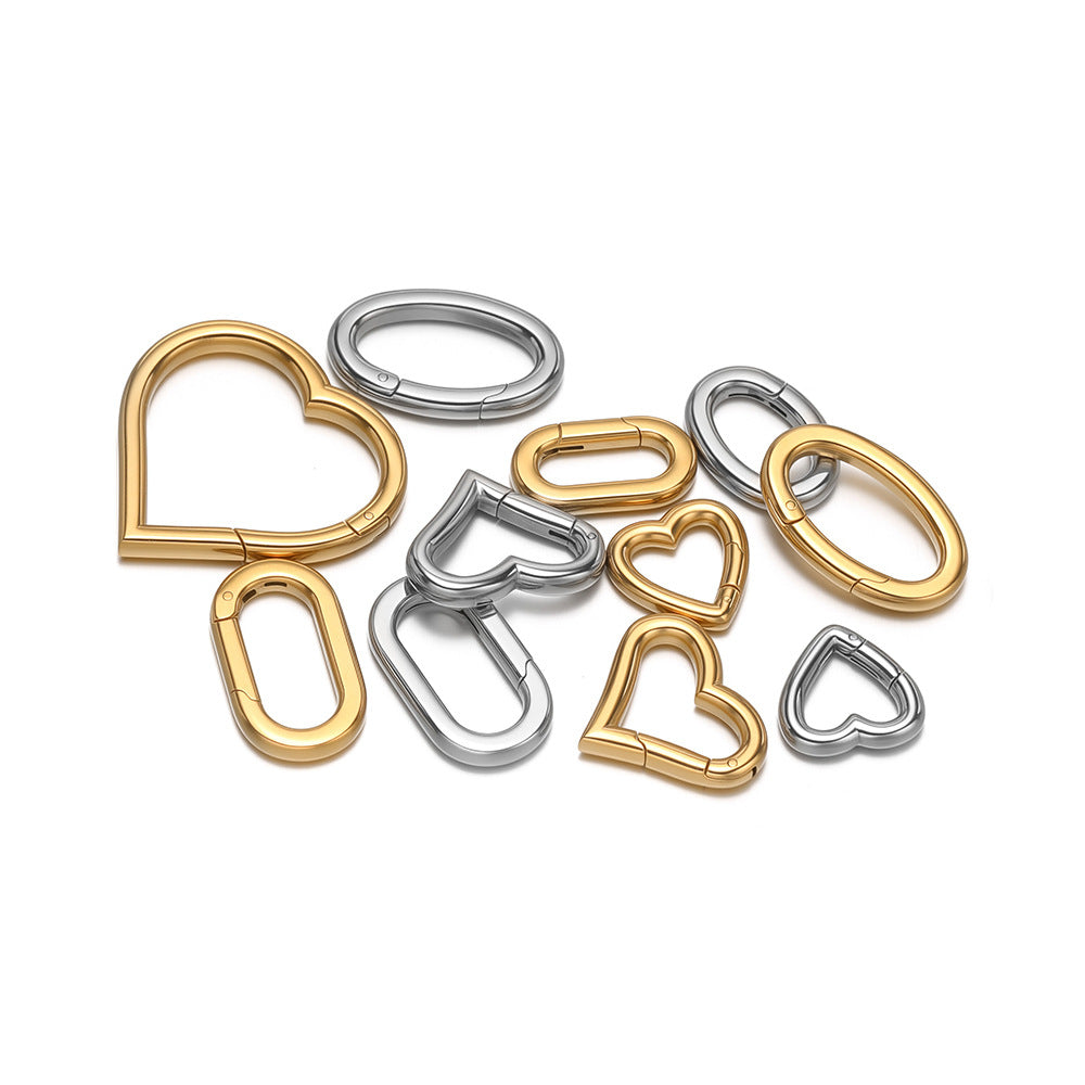 Stainless Steel Heart-shaped Oval Carabiner-2 Pack