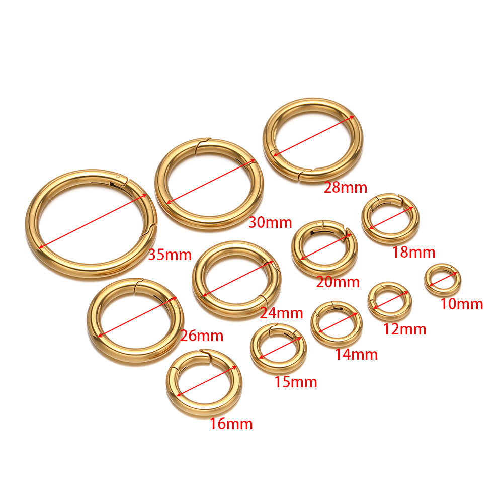 18K Gold PVD Stainless Steel Round Carabiner -2 Pack