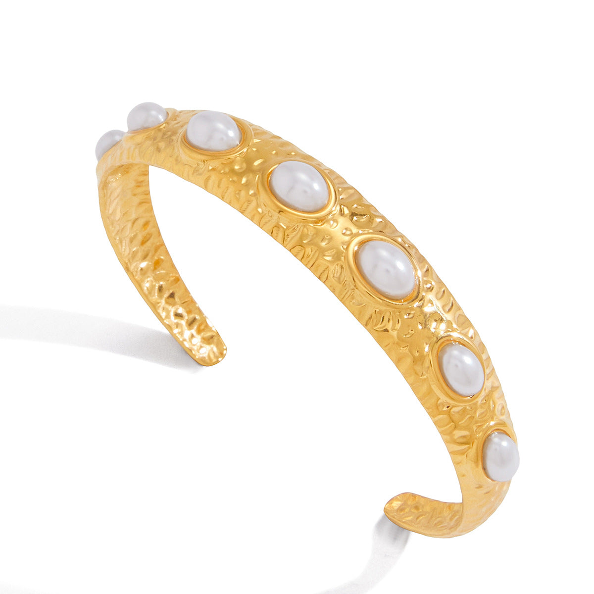 Stainless Steel Resin Pearl Cuff Bracelet