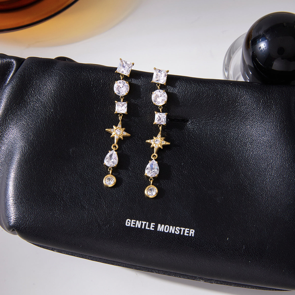 Stainless Steel Cubic Zirconia Long Tassel Stud Earrings