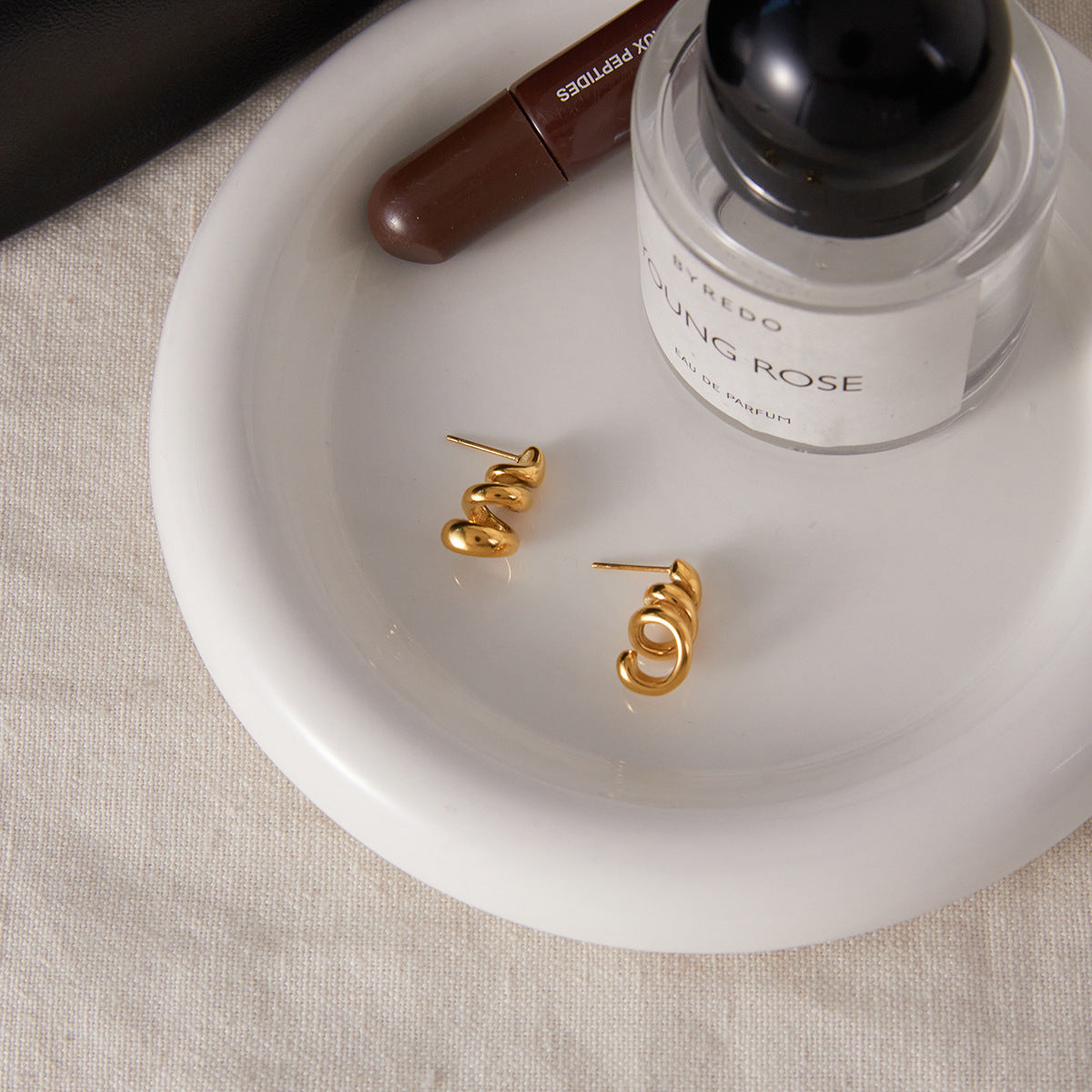 Stainless Steel 18K Gold PVD Spiral Stud Earrings