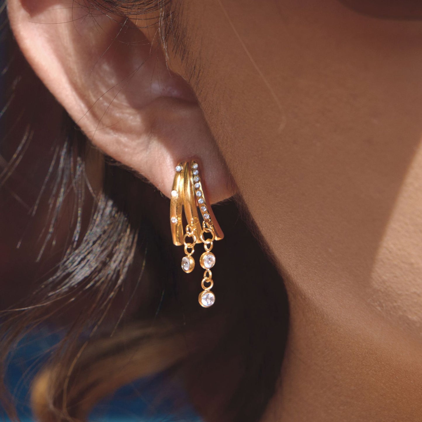 Stainless Steel Earrings with Cubic Zirconia Tassel