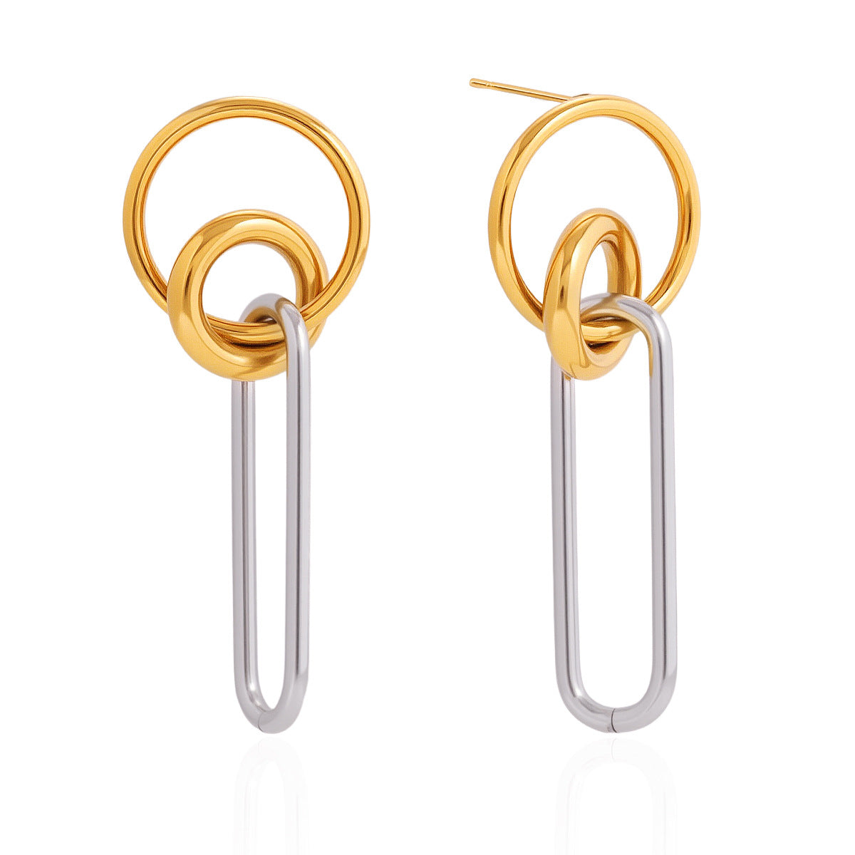 Stainless Steel 18K Gold PVD Geometric Stud Earrings
