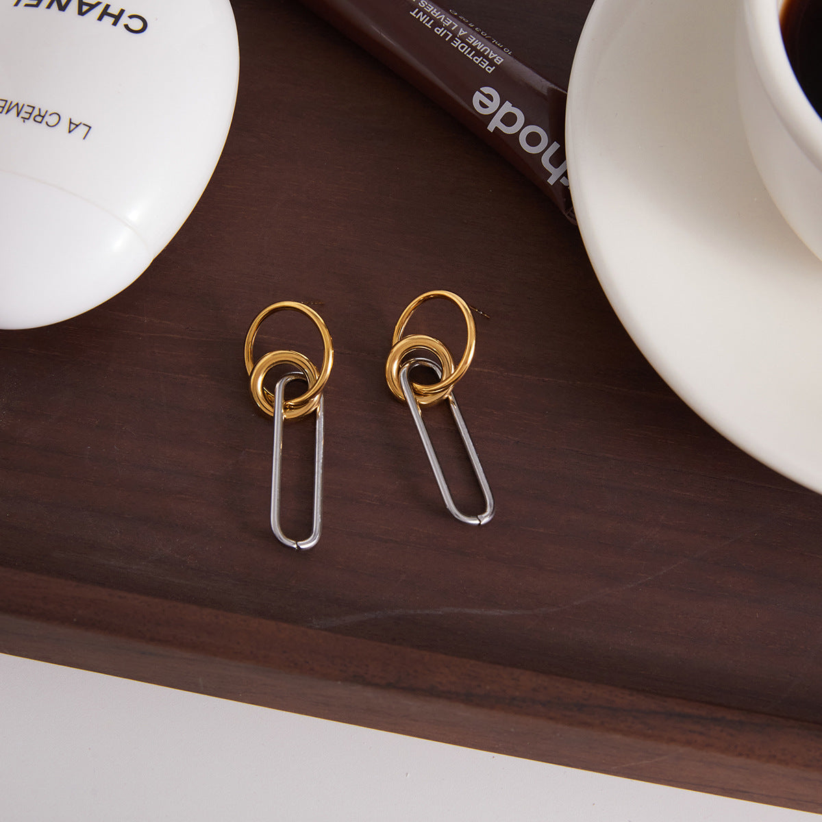 Stainless Steel 18K Gold PVD Geometric Stud Earrings