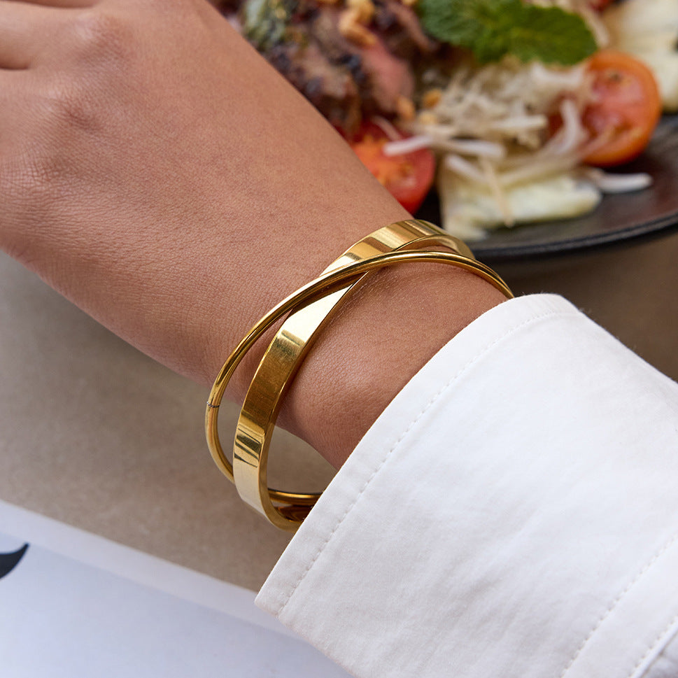 Stainless Steel Polished Bracelets - 2 Pcs