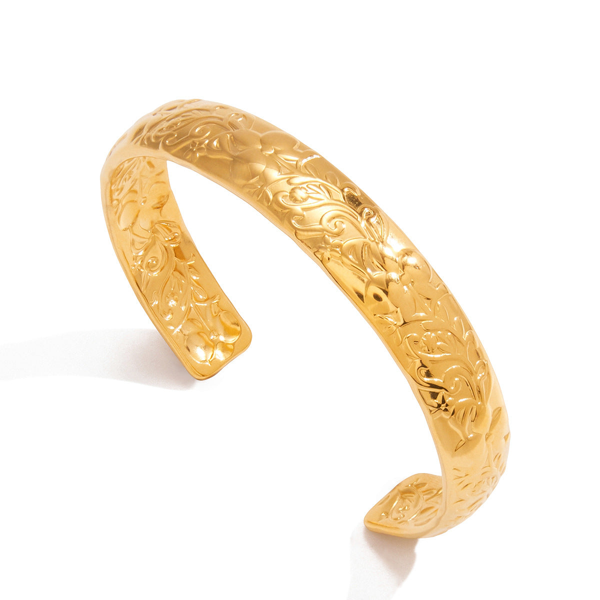 Stainless Steel Carved Band Cuff Bracelet