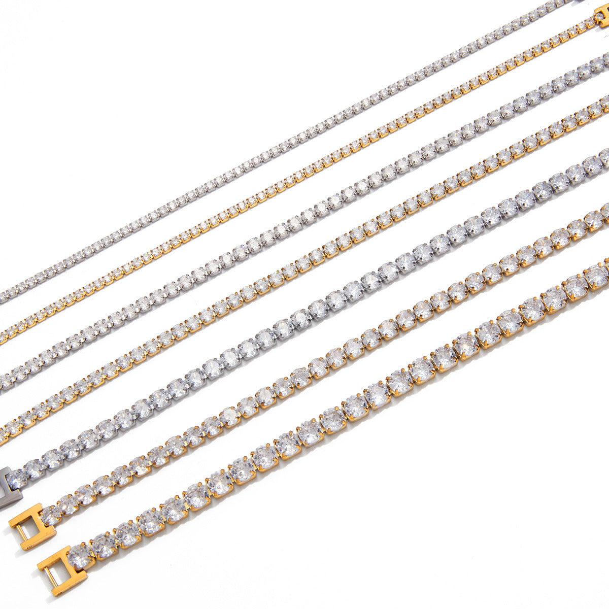 Stainless Steel White CZ Tennis Chain Bracelet