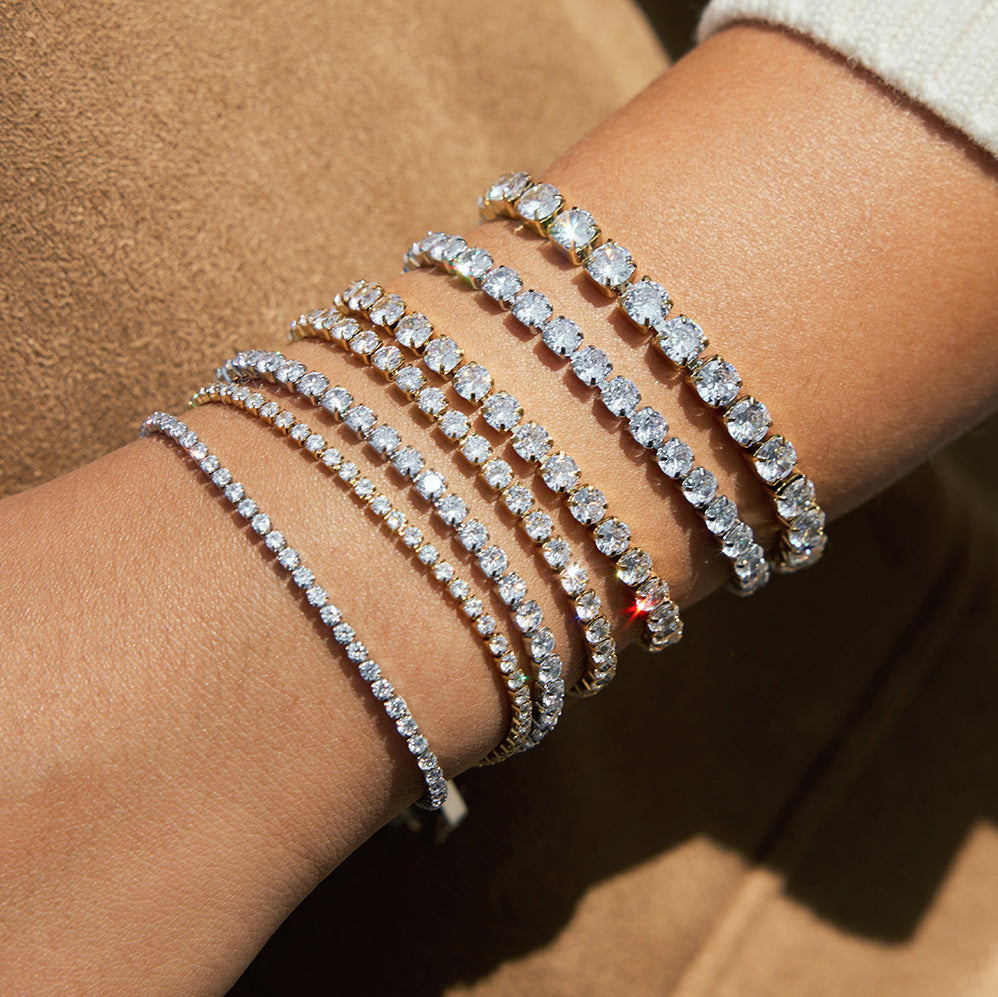 Stainless Steel White CZ Tennis Chain Bracelet