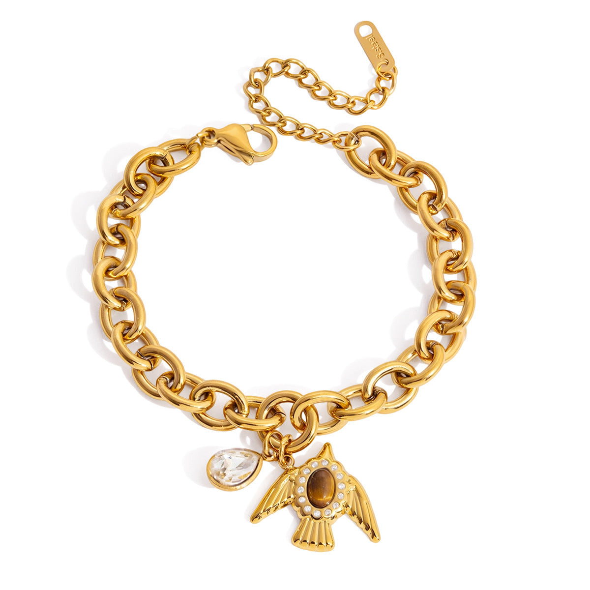 Stainless Steel Flying Bird Stack Bracelet