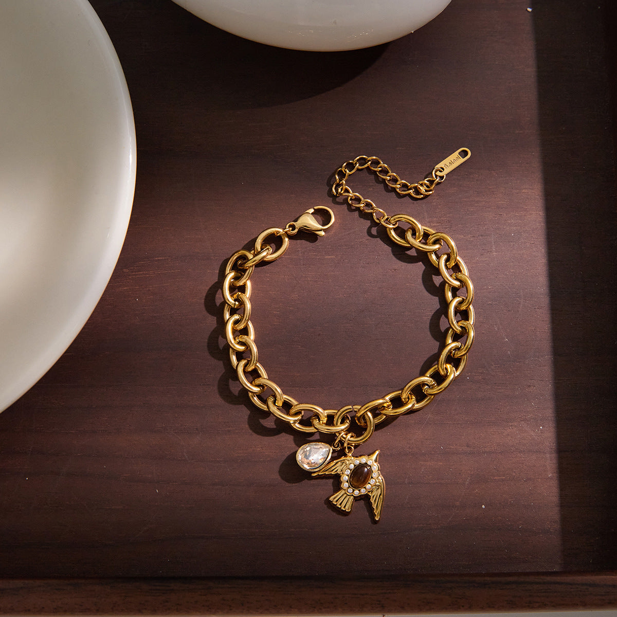 Stainless Steel Flying Bird Stack Bracelet