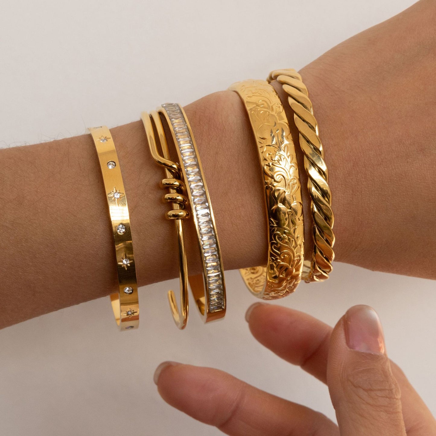 Stainless Steel Cubic Zirconia Bangle Collection