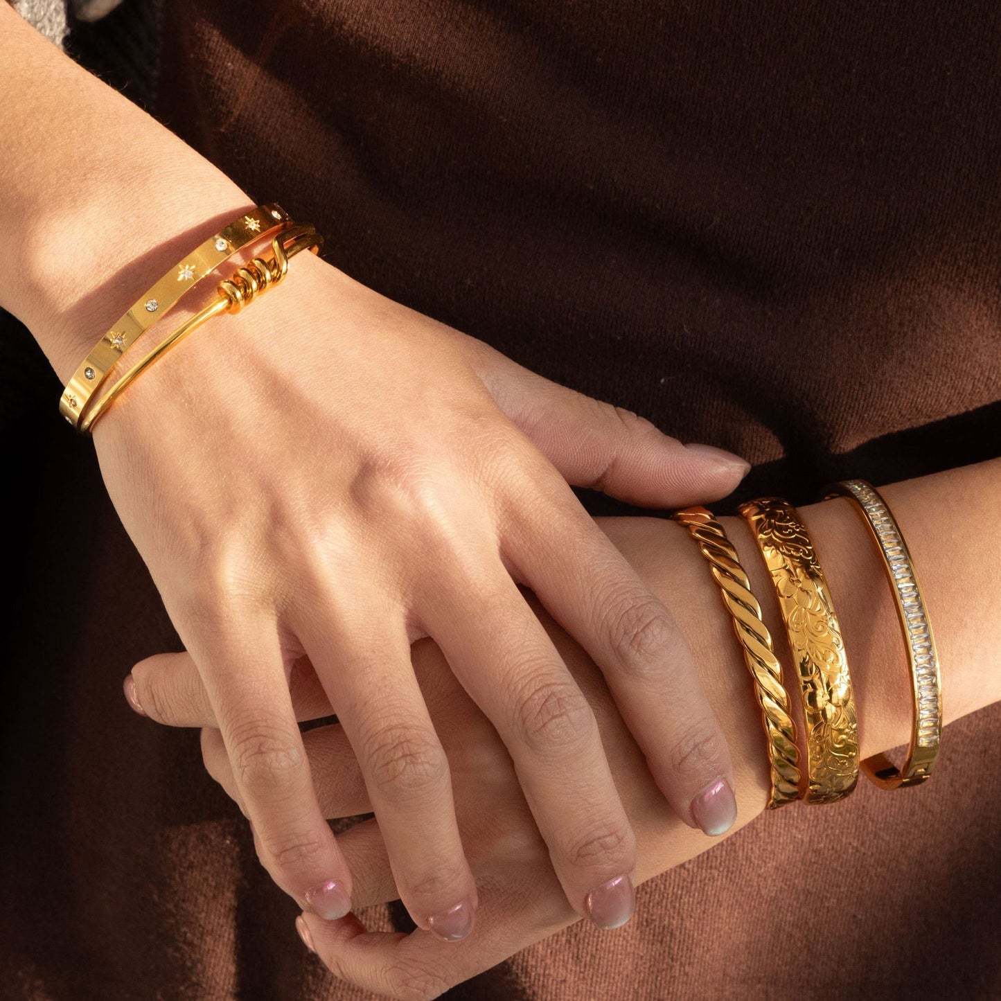 Stainless Steel Cubic Zirconia Bangle Collection