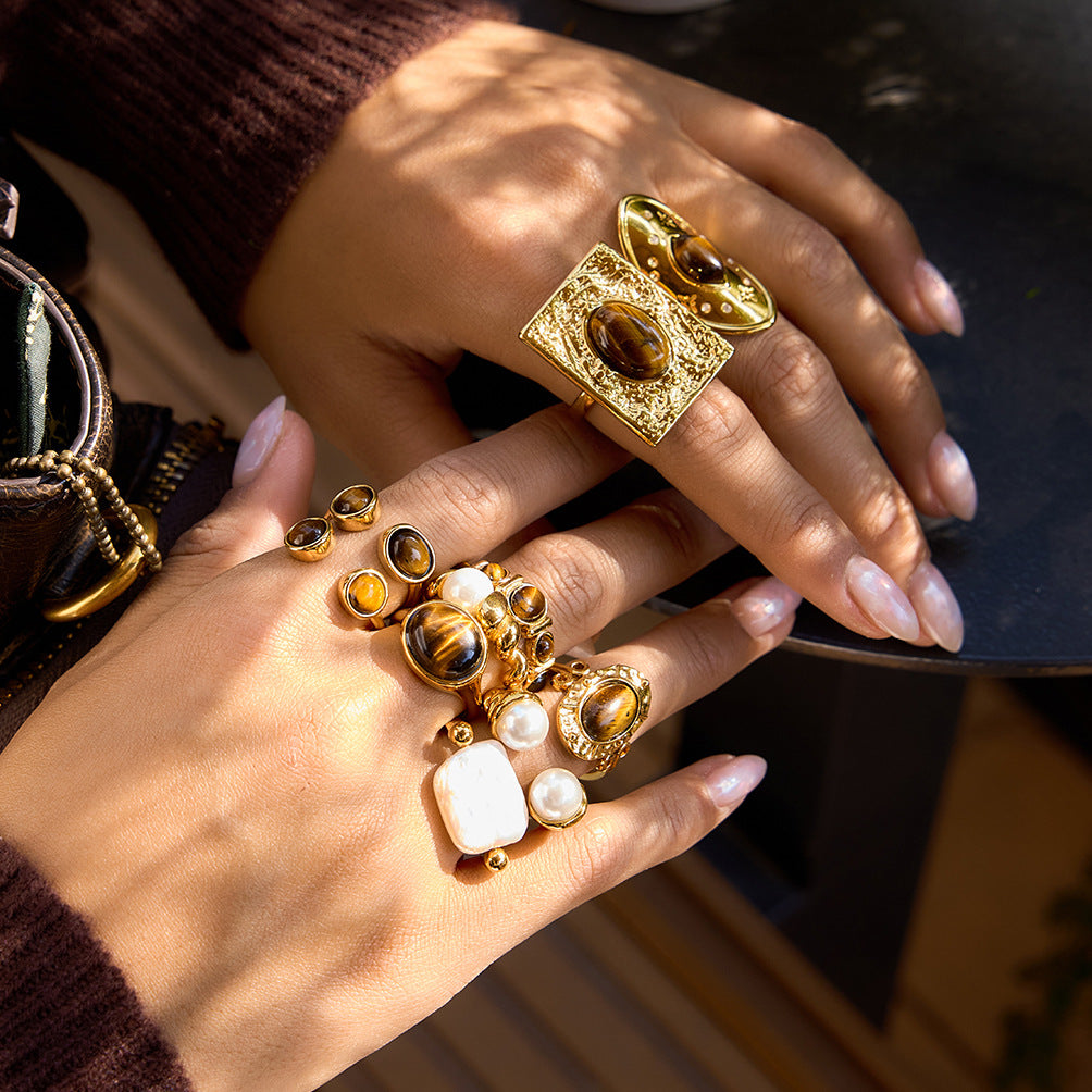 Stainless Steel Tiger's Eye Ring