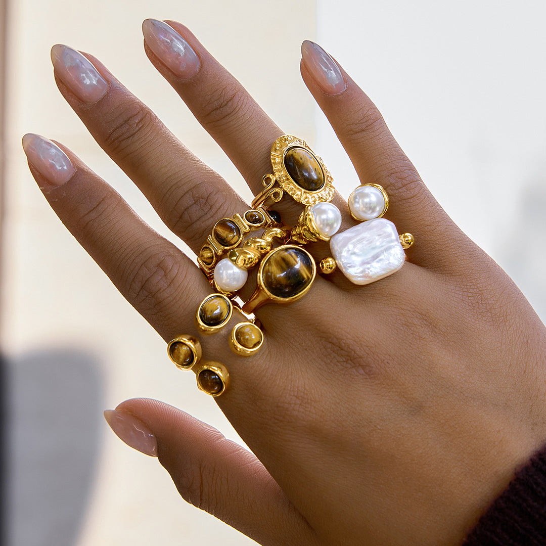 Stainless Steel Tiger's Eye Ring