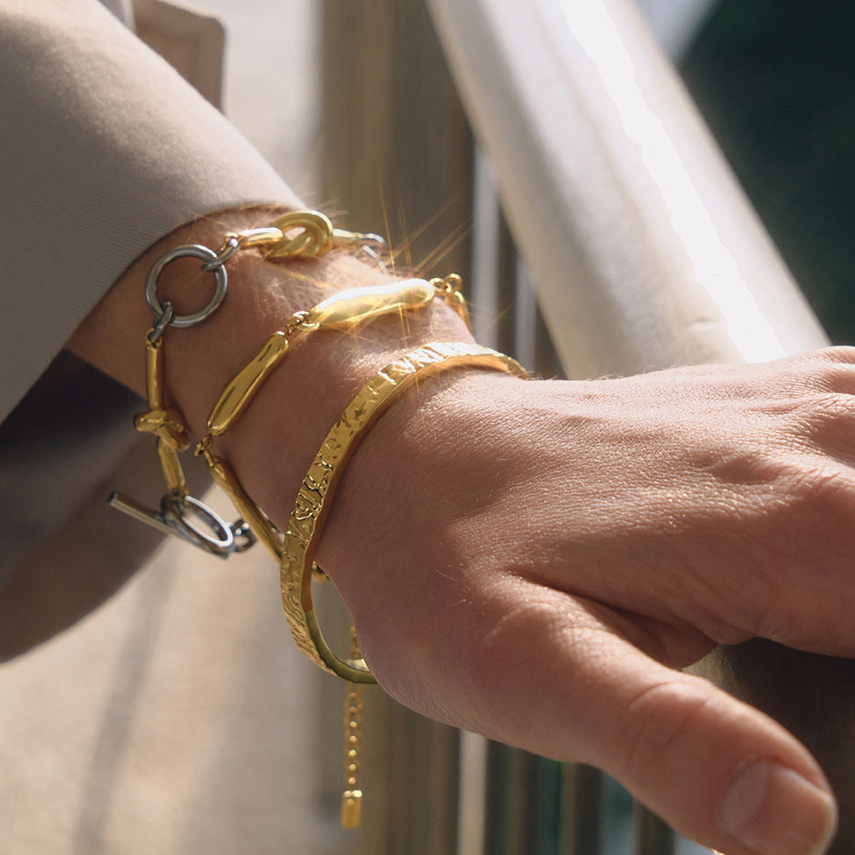 Stainless Steel 18K Gold PVD Geometry Bracelet