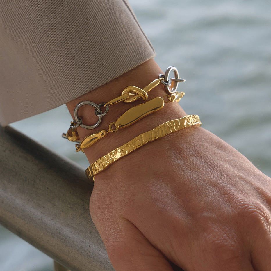 Stainless Steel 18K Gold PVD Geometry Bracelet