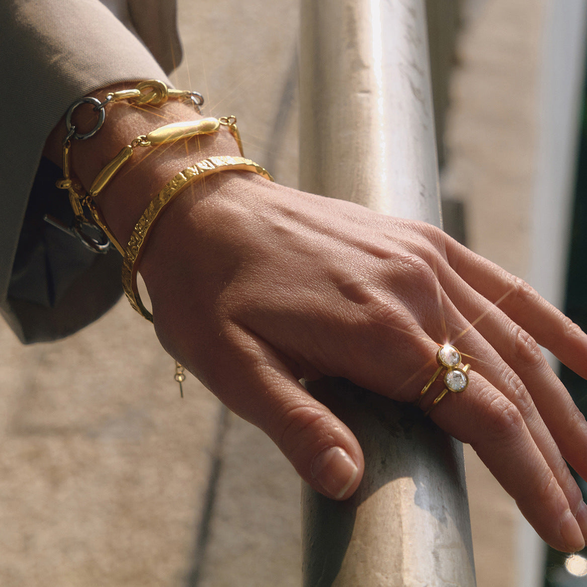 Stainless Steel 18K Gold PVD Geometry Bracelet