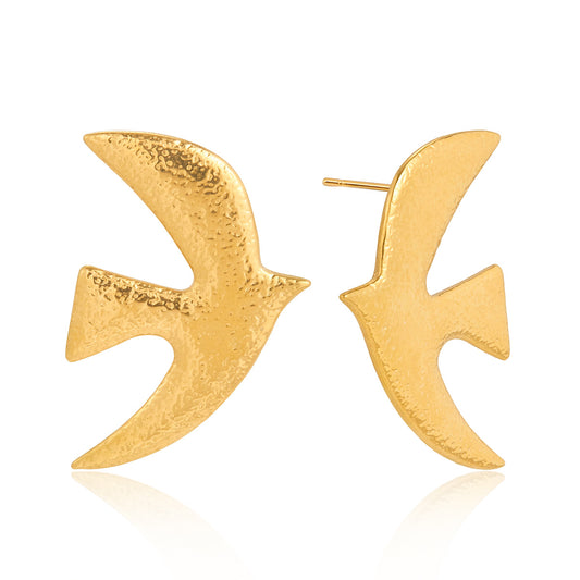 Stainless Steel Peace Dove Earrings Necklace Ring Jewelry Set
