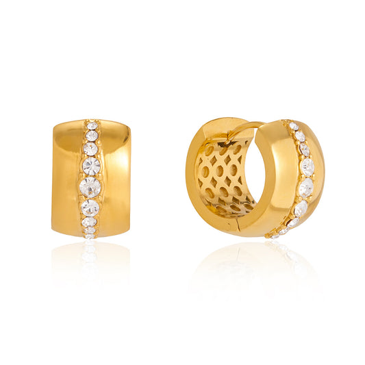 Stainless Steel Rhinestone Hoop Earrings